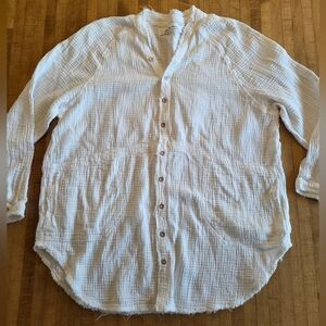 We The Free White Gauze Button-Front Swim Coverup